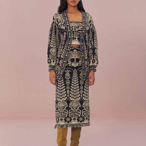 Navy Blue Ainika Tropical Splendor Knit Midi Skirt, XL, Never Worn